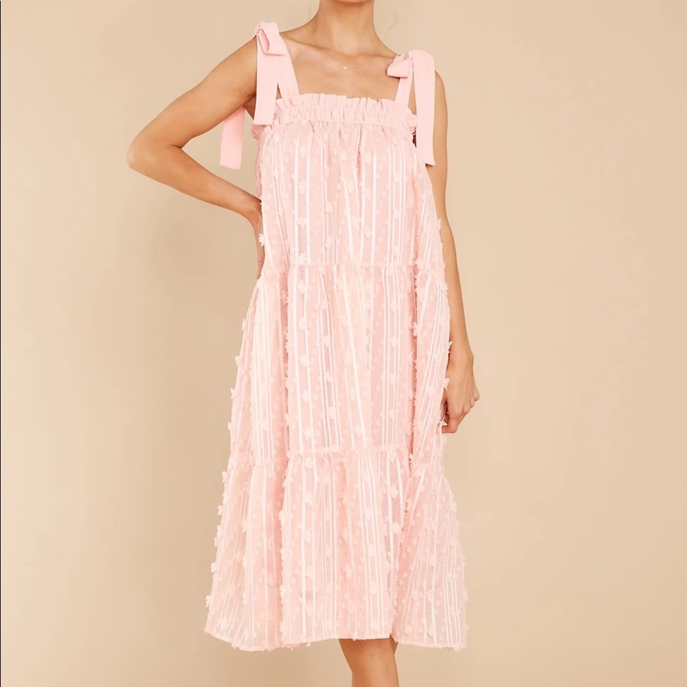 Pink Bow Midi Dress